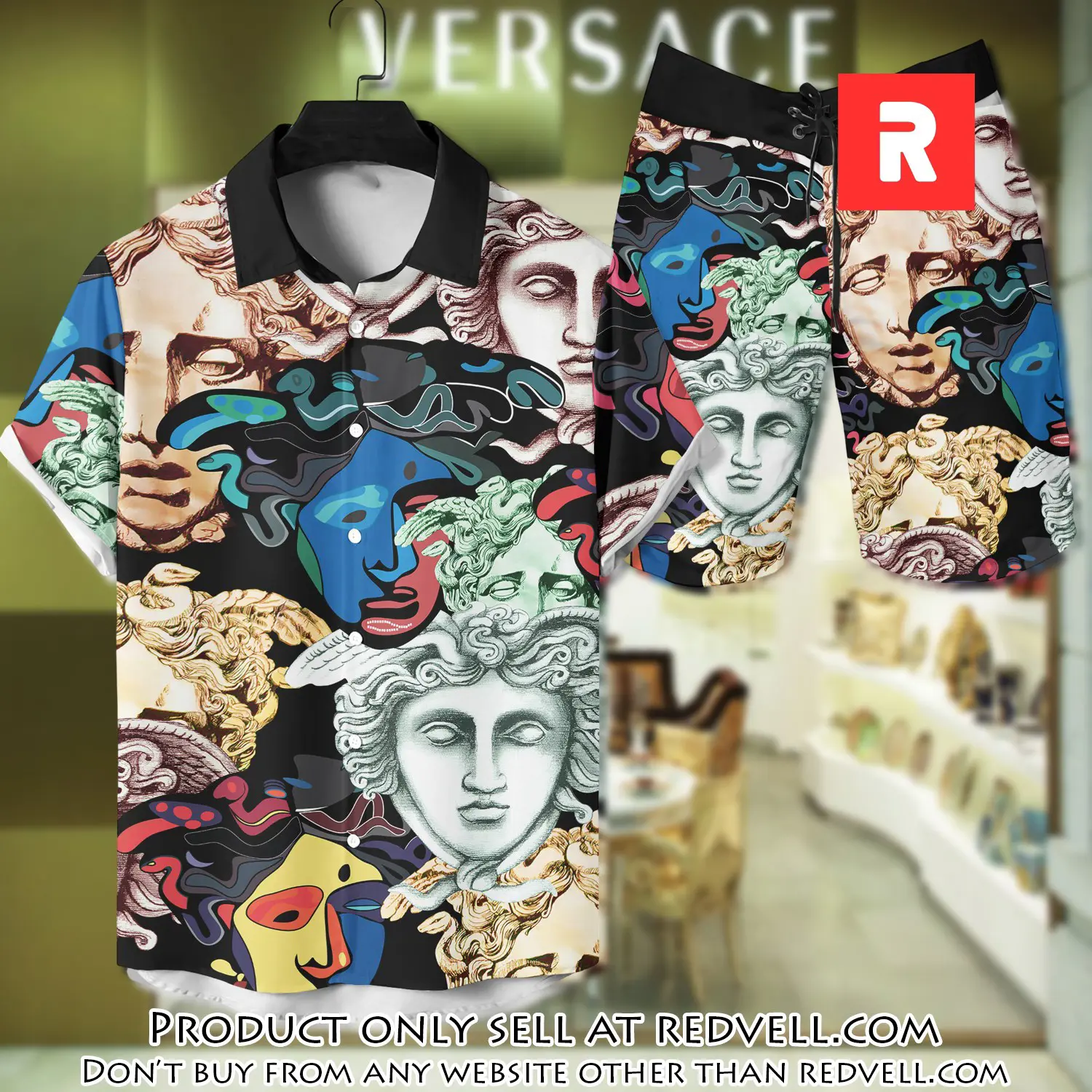 Versace luxury hawaiian shirt & short set lhs1214 rv4055492